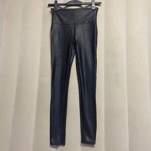 Spanx Women's Leggings Medium Liquid Faux Leather High Waisted Tummy Control